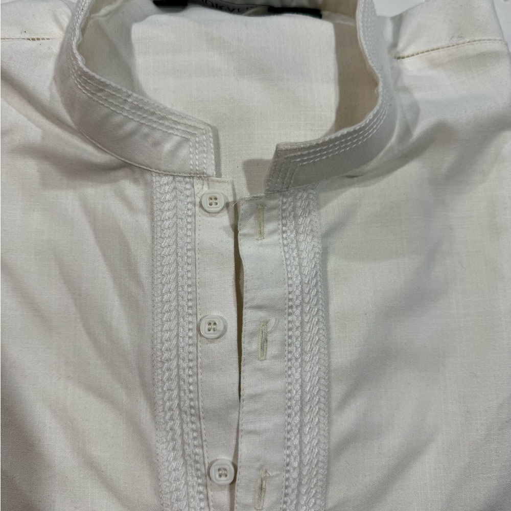 Men's White Embroidered Collar Kurta Shirt